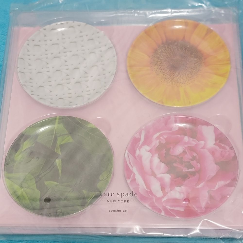 New kate spade Patio Floral Melamine Coaster Set of 4 Use Indoors or Outdoors